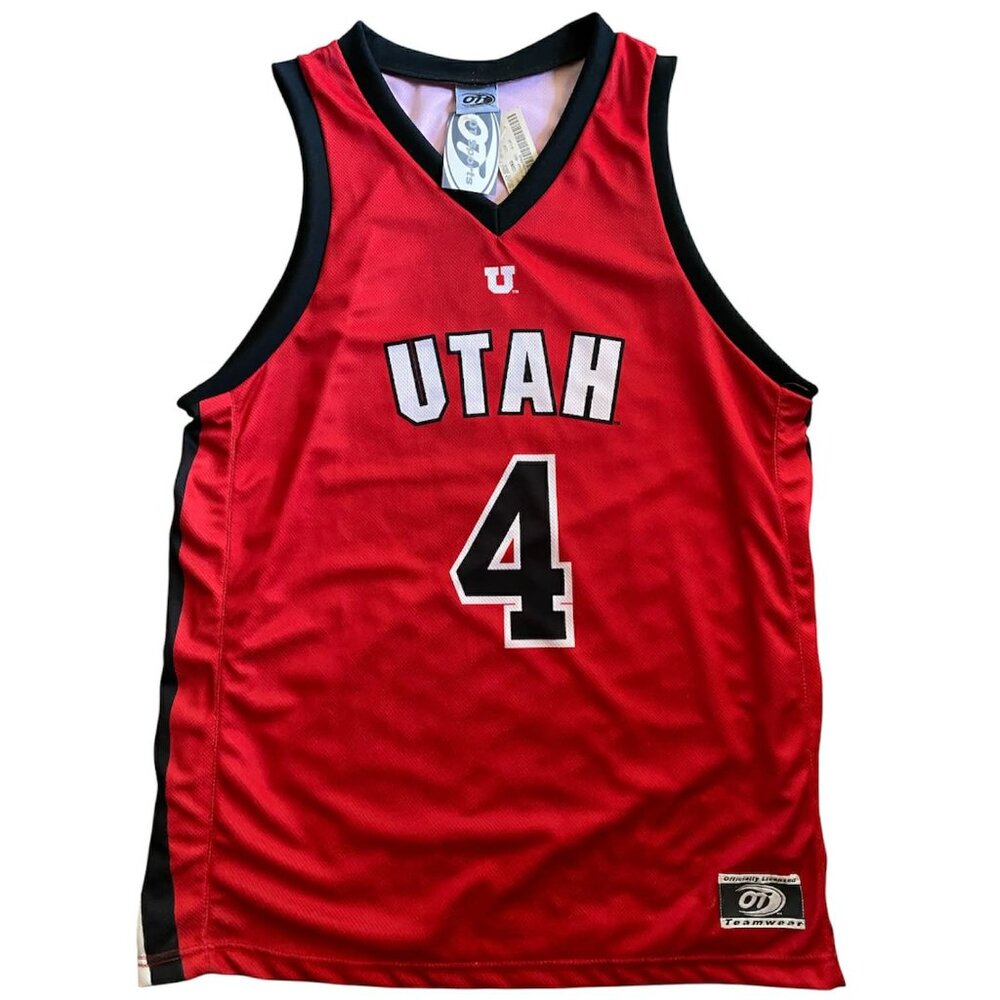 Utah Men’s Basketball Jersey #4 Red OT Sports Size XL